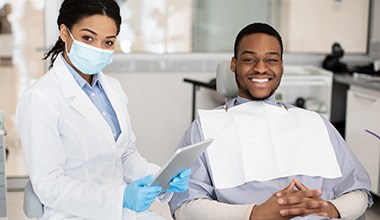 Male patient visiting his dentist