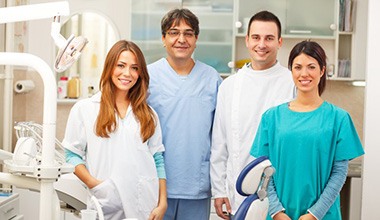 Dental team smiling