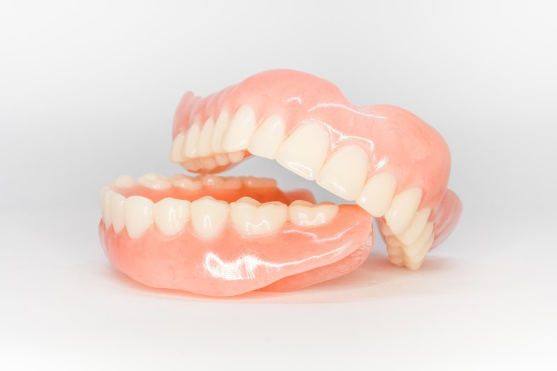 A set of dentures lying on a table